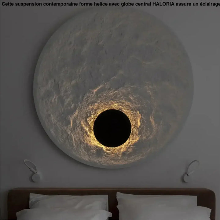 Applique Murale Ronde Effet Éclipse Blanc Style Sculptural