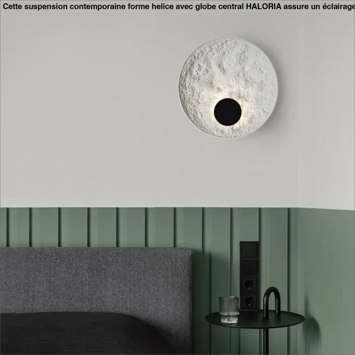 Applique Murale Ronde Effet Éclipse Blanc Style Sculptural