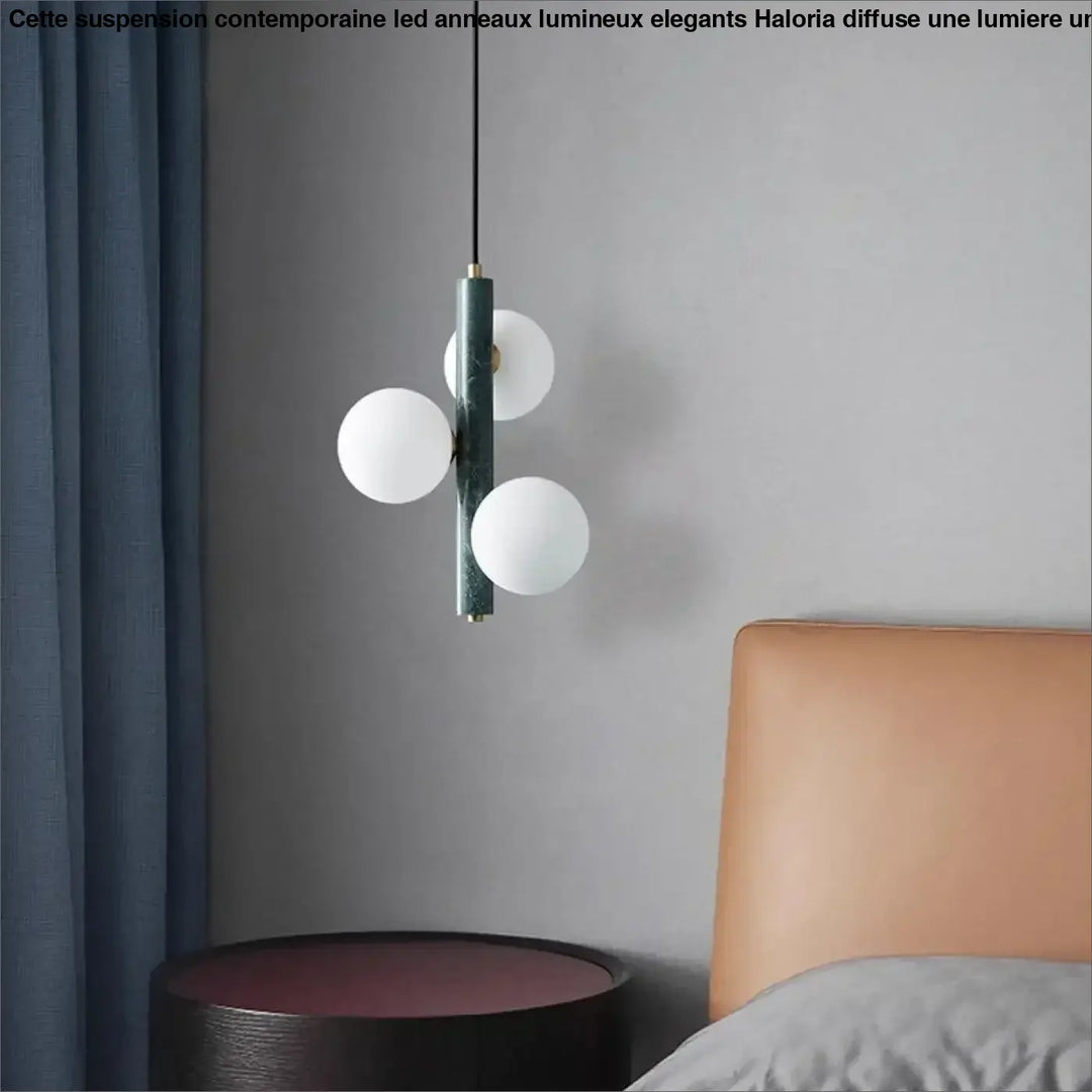 Suspension Luminaire Moderne Globes Opalins Doré blanc Vert