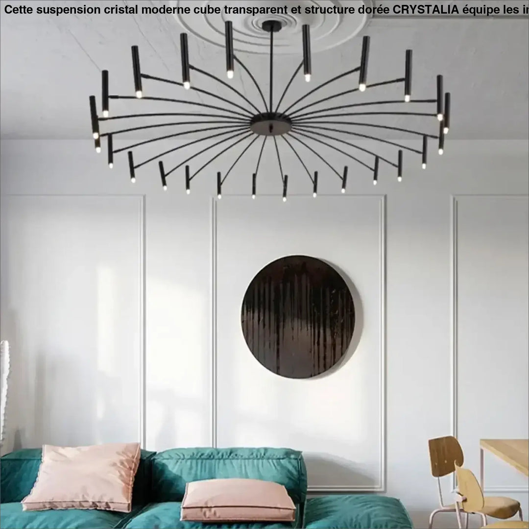 Suspension Luminaire XXL Design Graphique Noir À Bras Multiples