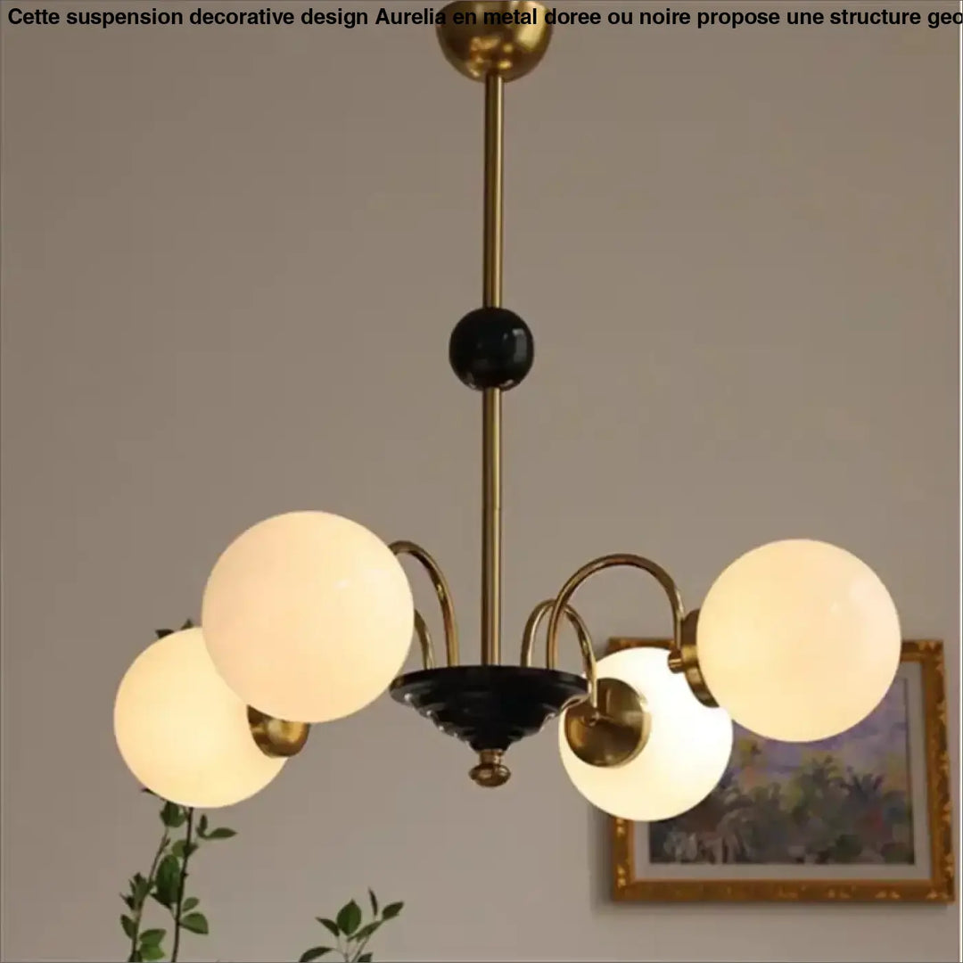 Suspension décorative dorée à globes style vintage raffiné