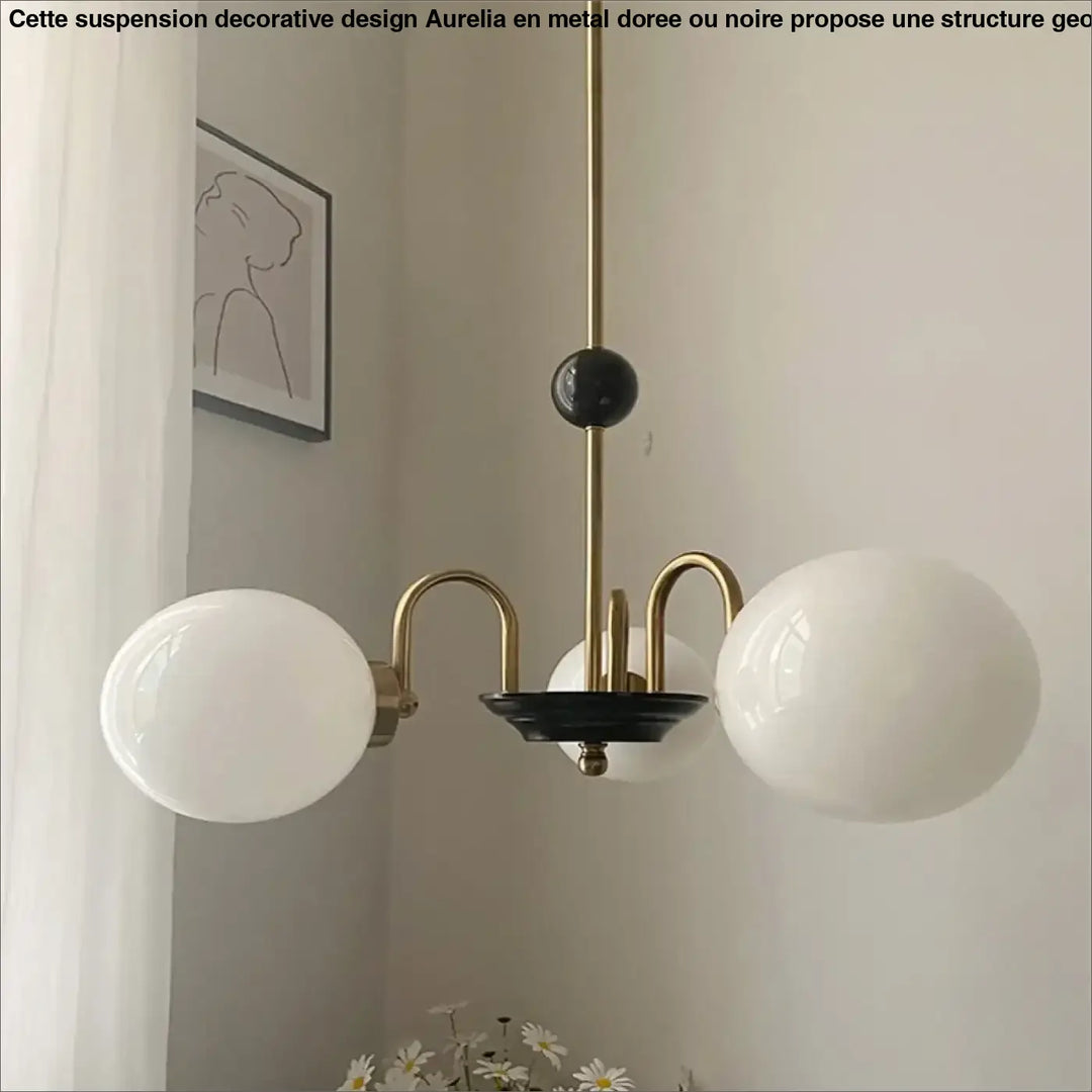 Suspension décorative dorée à globes style vintage raffiné