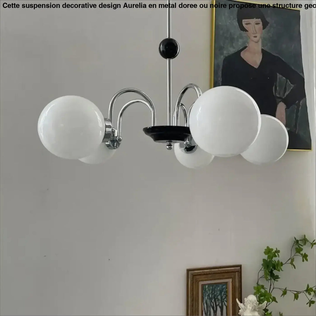 Suspension décorative dorée à globes style vintage raffiné