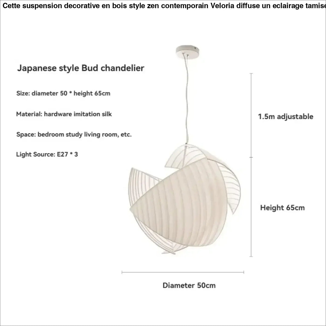 Suspension luminaire japonaise en tissu blanc élégant