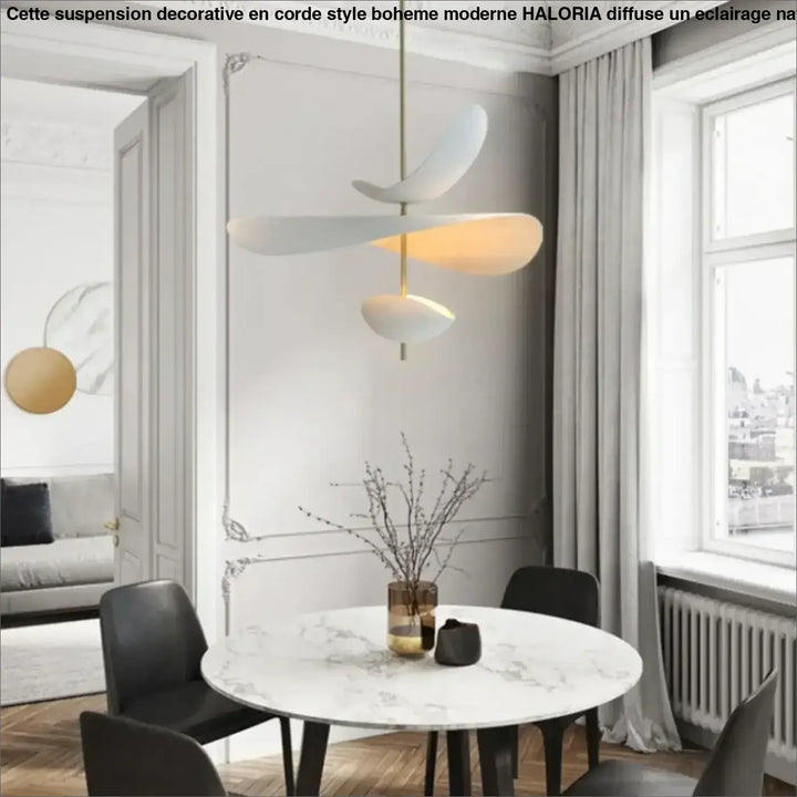 Suspension luminaire design aérien aux formes organiques blanc