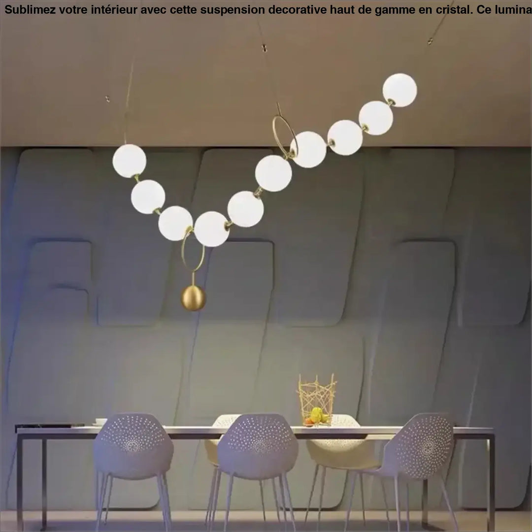 Suspension moderne boules lumineuses doré blanc raffiné
