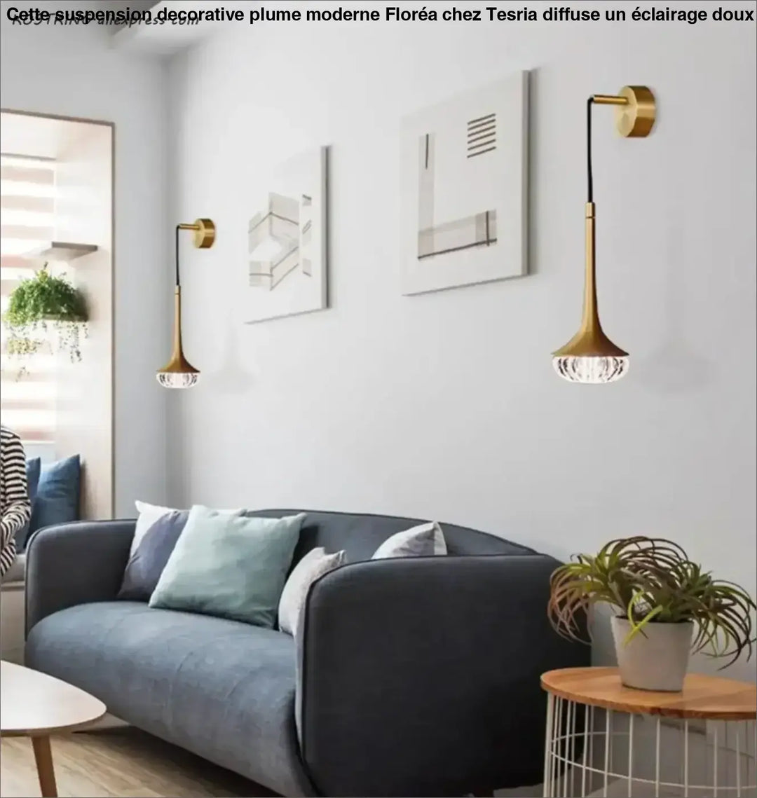 Applique murale moderne laiton et verre lumineux au style élégant