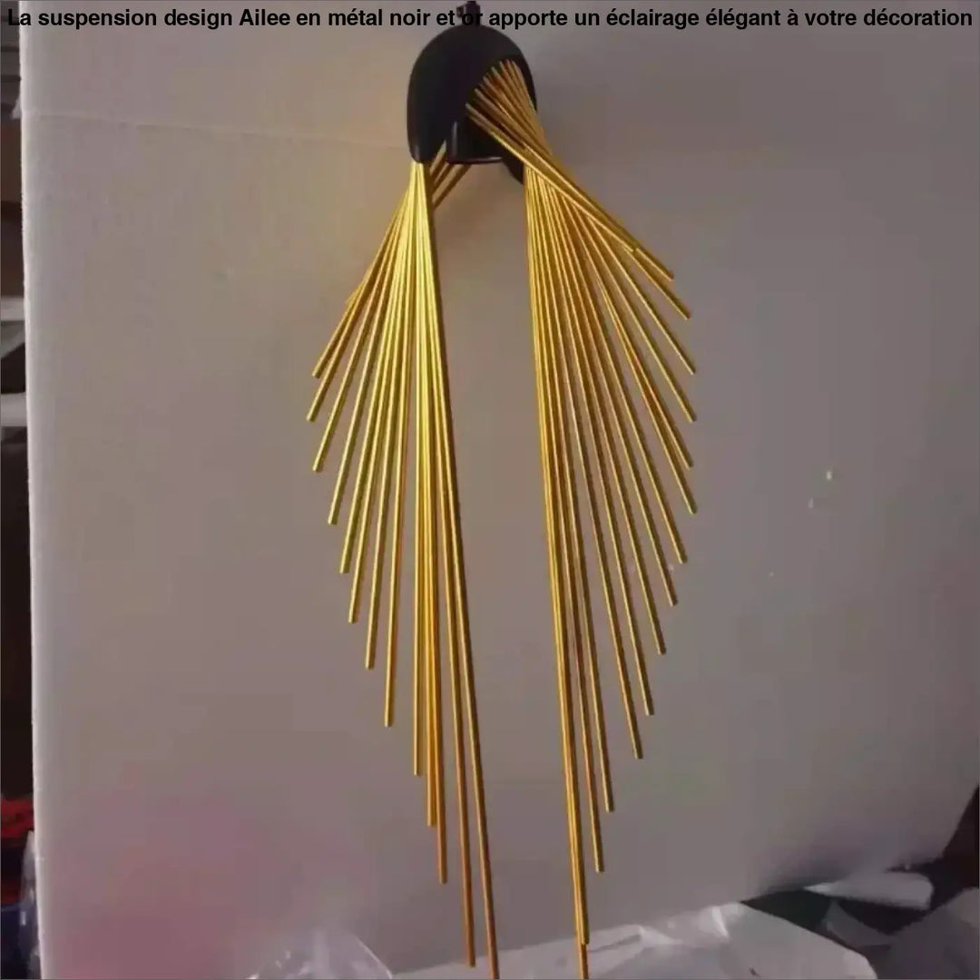 Suspension Design Ailée Métal Noir Or Moderne Élégante