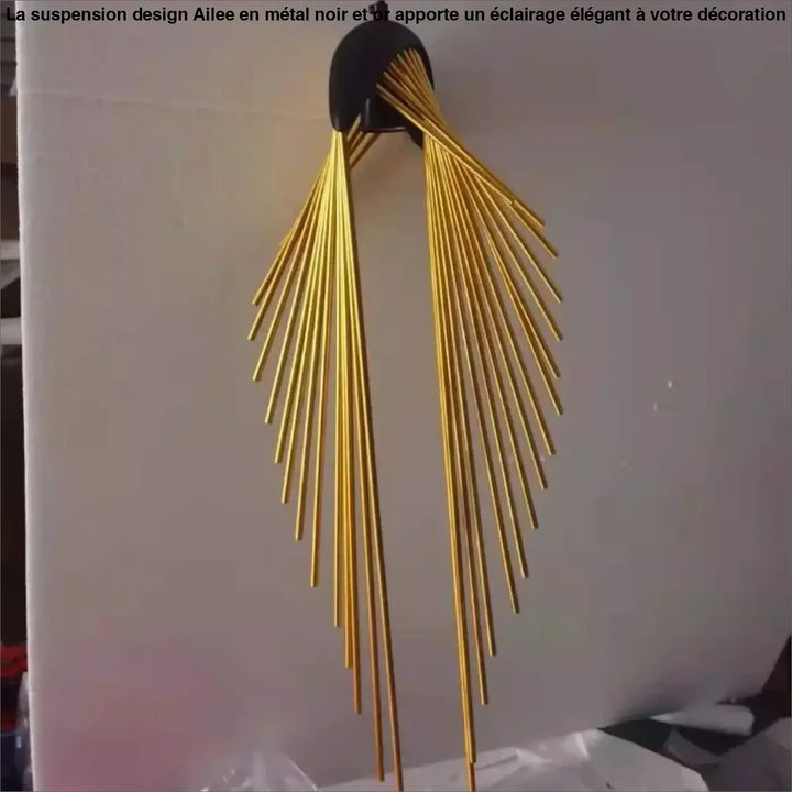 Suspension Design Ailée Métal Noir Or Moderne Élégante