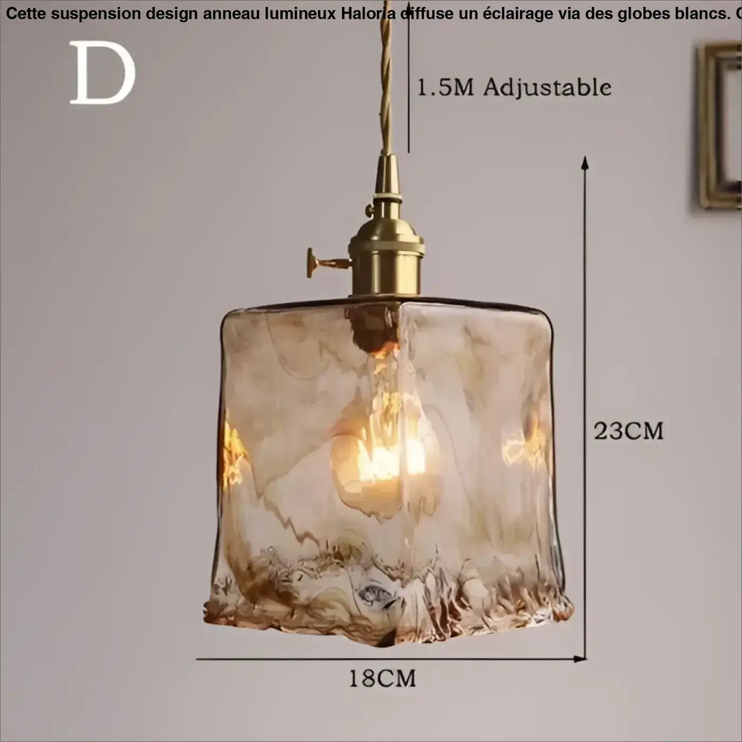 Suspension luminaire en verre ambré au design rétro chic