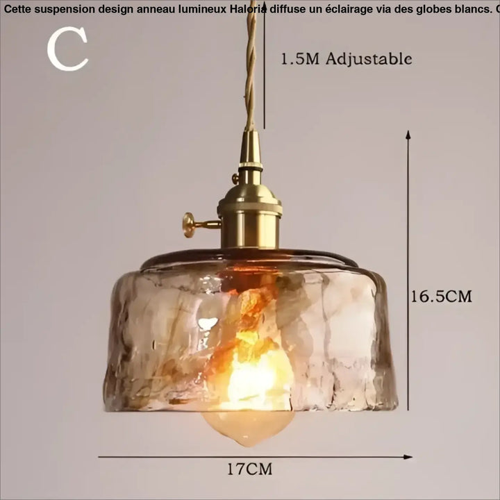 Suspension luminaire en verre ambré au design rétro chic