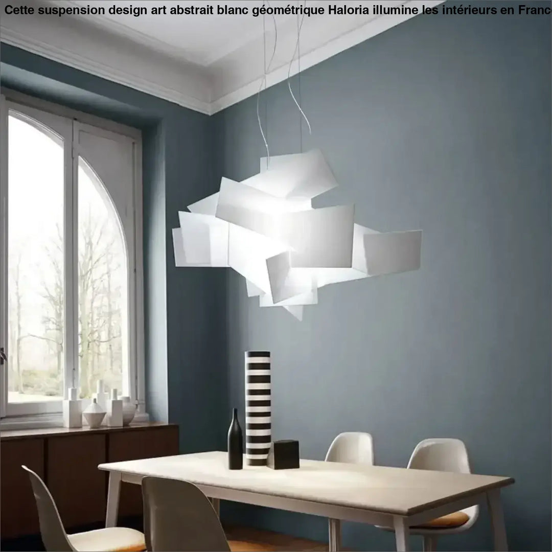 Suspension design art abstrait blanc géométrique

