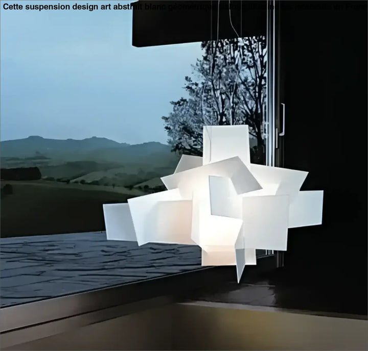 Suspension design art abstrait blanc géométrique

