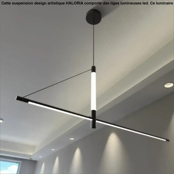 Suspension led linéaire style architecte noir blanc élégant