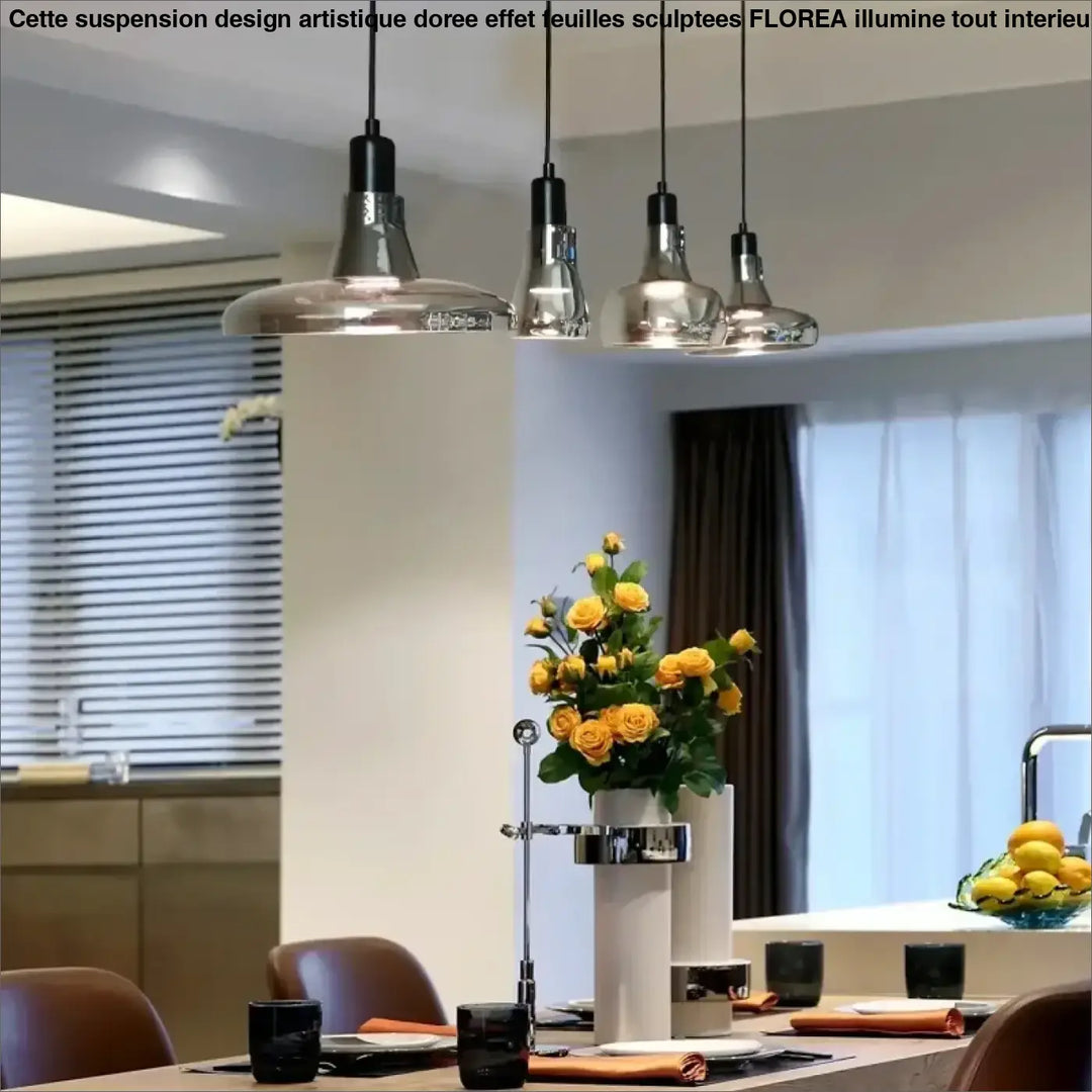 Suspension luminaire en verre fumé style moderne et design élégant