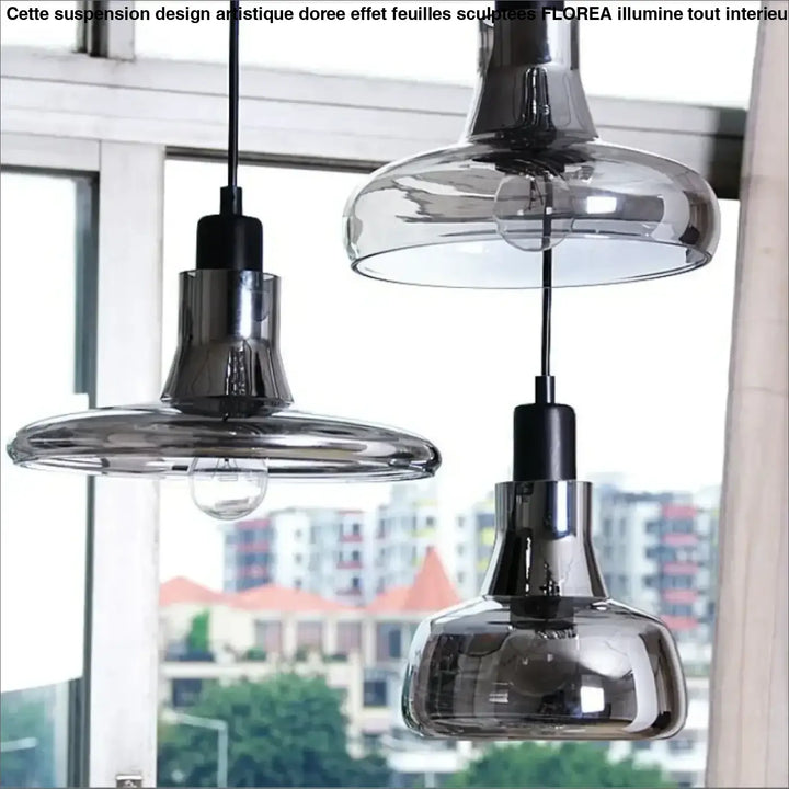 Suspension luminaire en verre fumé style moderne et design élégant