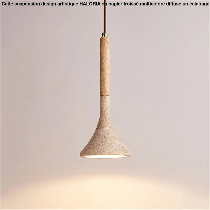 Suspension luminaire design moderne en bois et pierre raffiné