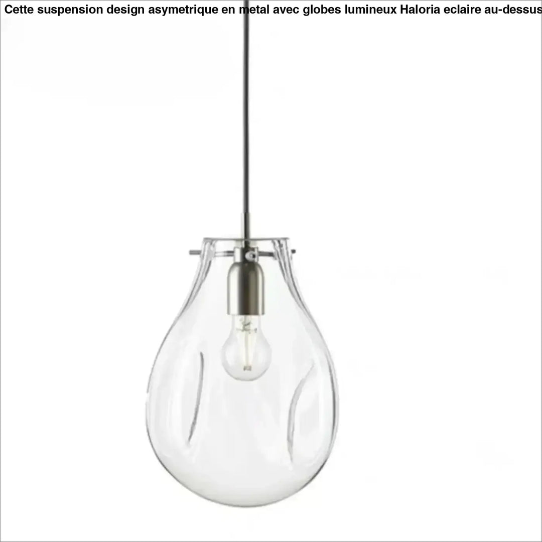 Clear glass suspension luminaire vulco with teardrop design and brushed nickel hardware for elegant lighting