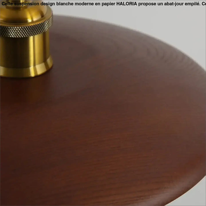 Suspension en bois naturel avec abat-jour rond style minimaliste