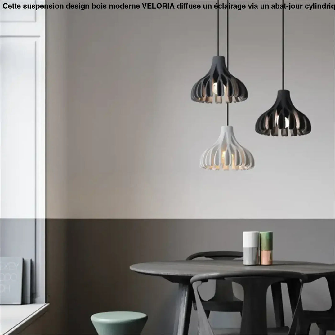 Suspension Contemporaine En Bois Et Couleur Chic Élégante