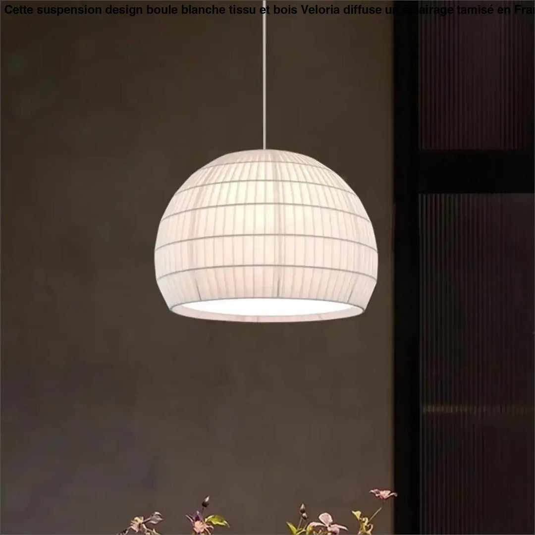 Suspension métal et tissu design élégant blanc chic