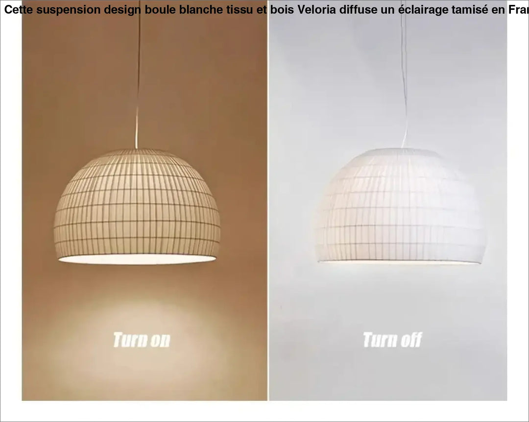 Suspension métal et tissu design élégant blanc chic