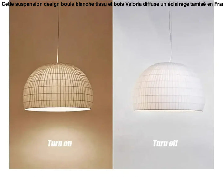 Suspension métal et tissu design élégant blanc chic