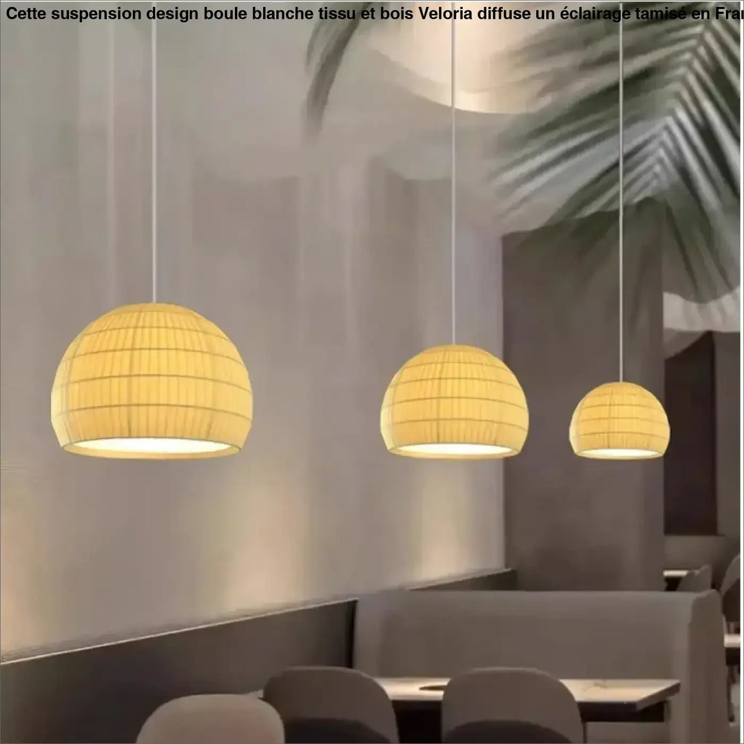 Suspension métal et tissu design élégant blanc chic