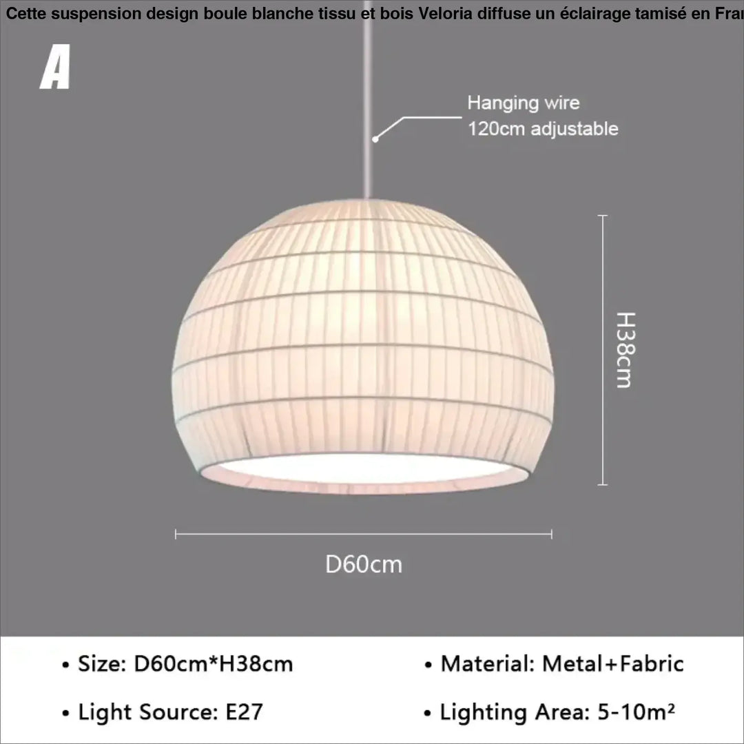 Suspension métal et tissu design élégant blanc chic