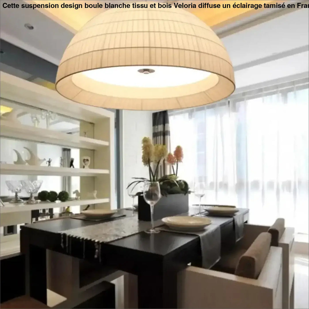 Suspension métal et tissu design élégant blanc chic