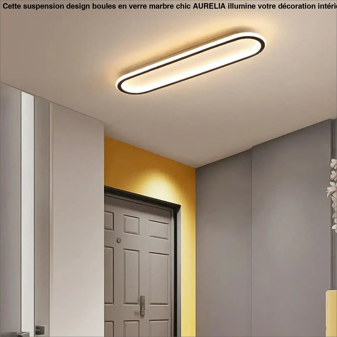 Plafonnier led ovale design minimaliste moderne noir épuré