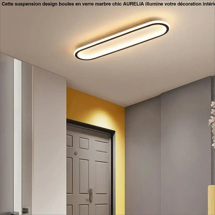 Plafonnier led ovale design minimaliste moderne noir épuré