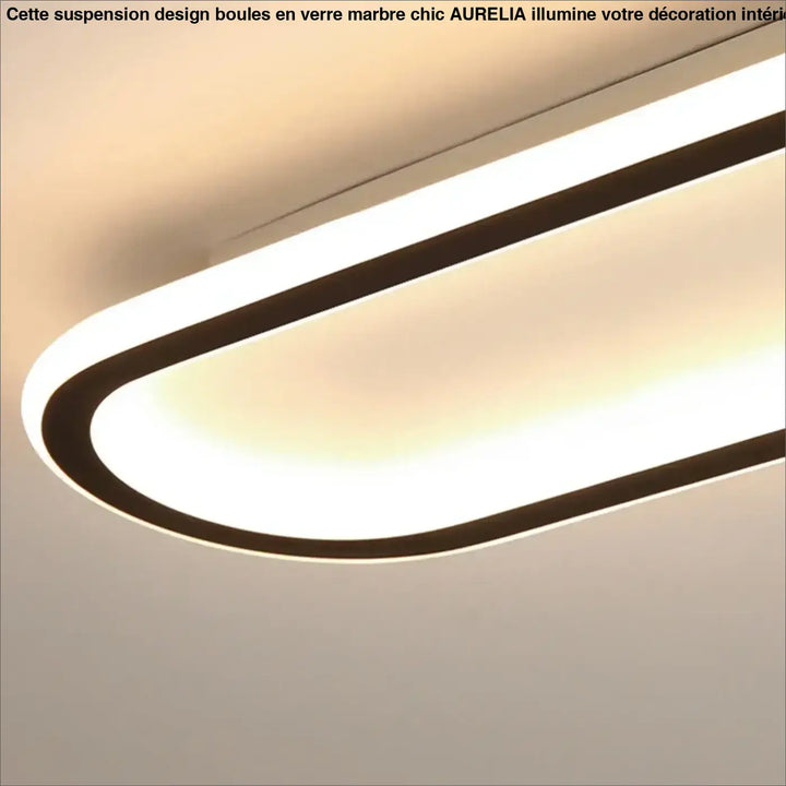 Plafonnier led ovale design minimaliste moderne noir épuré