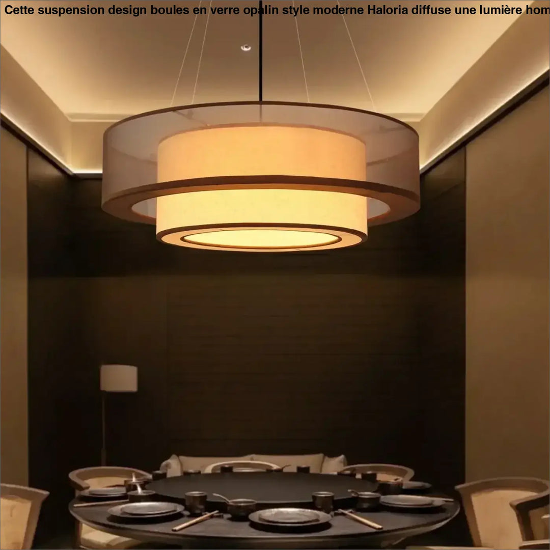 Suspension luminaire en tissu marron design asiatique élégant