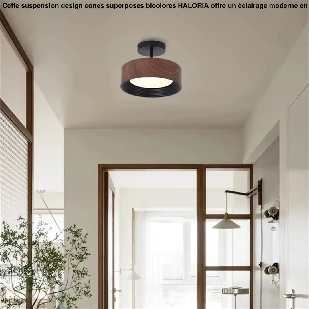 Plafonnier led en acrylique et métal élégant style marron