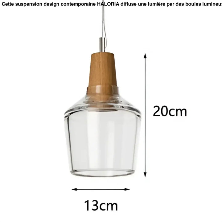Suspension luminaire en verre fumé et bois design moderne élégant