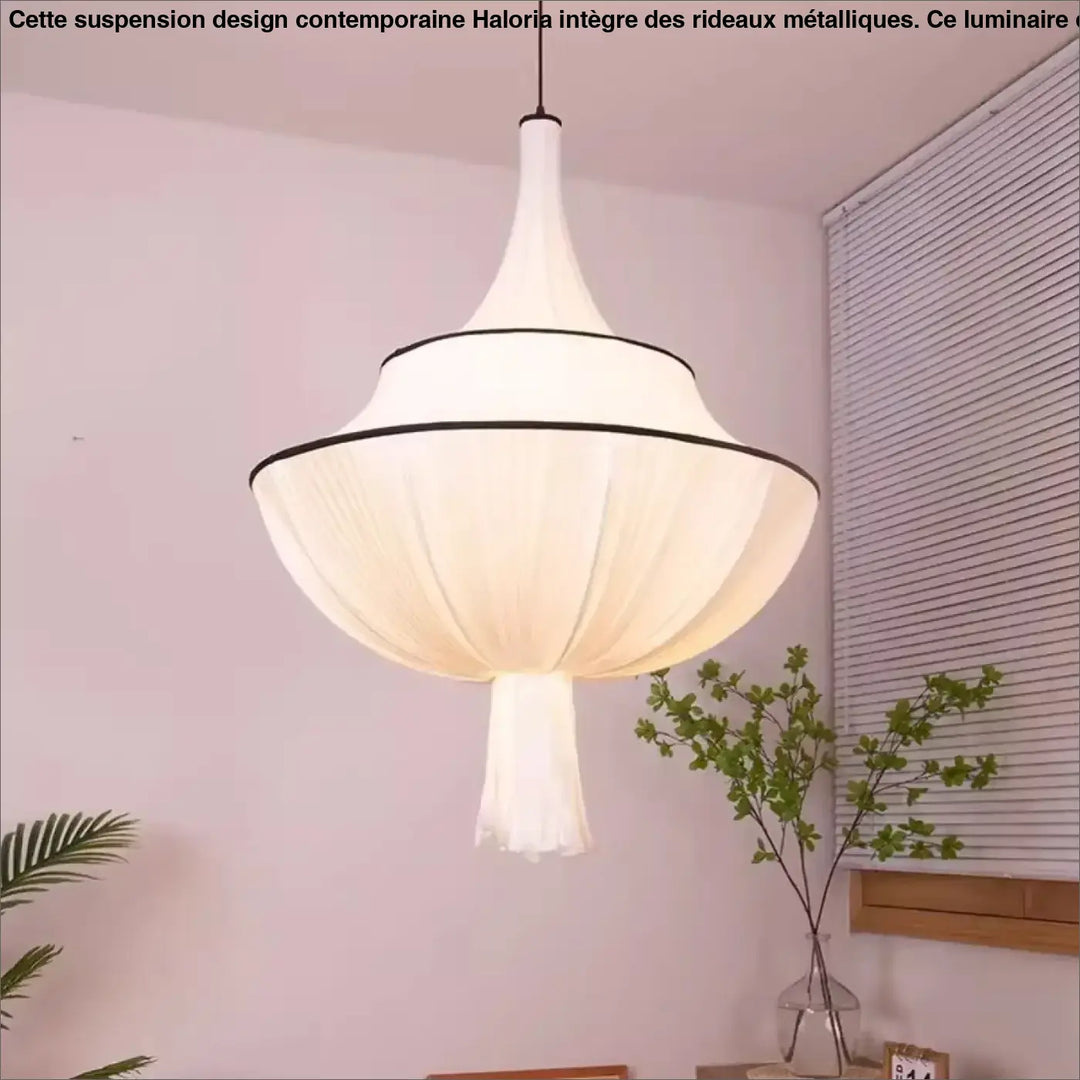 Suspension luminaire en tissu blanc design élégant décor blanc