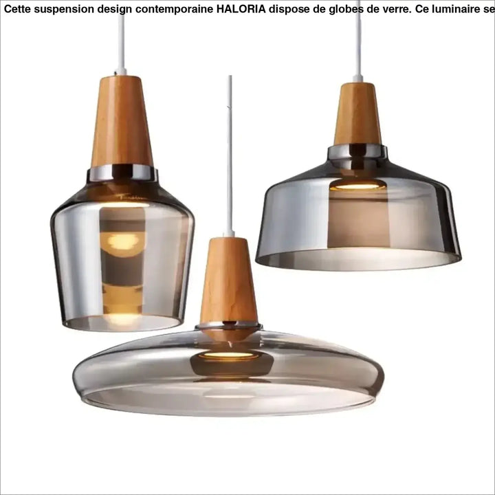 Suspension luminaire en verre effet bois au style scandinave