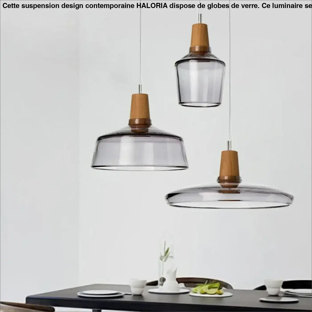 Suspension luminaire en verre effet bois au style scandinave
