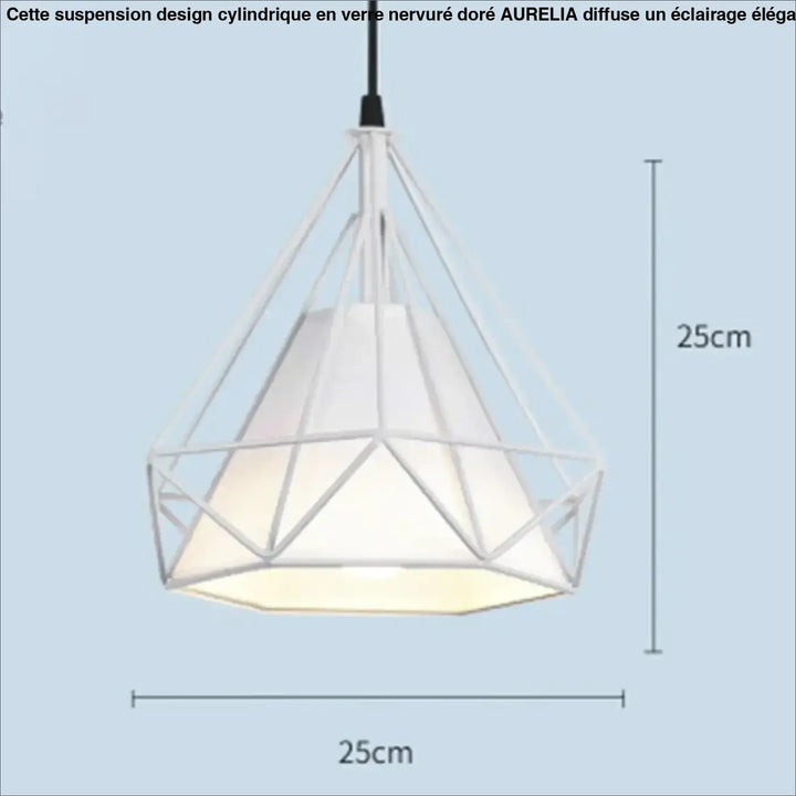 Suspension Géométrique En Métal Avec Abat-Jour Blanc