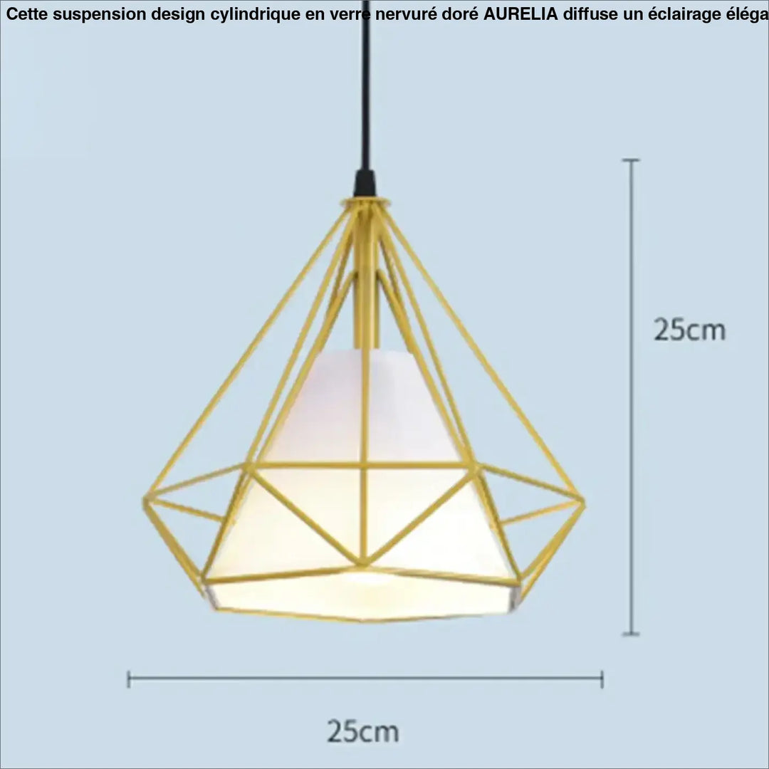 Suspension Géométrique En Métal Avec Abat-Jour Blanc