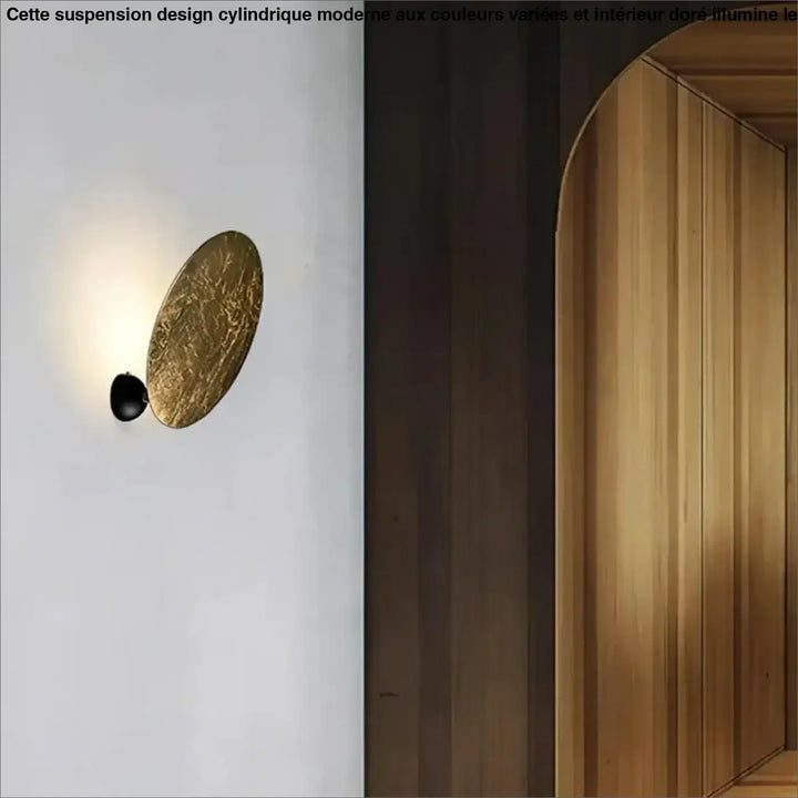 Applique murale ronde LED dorée design effet lune