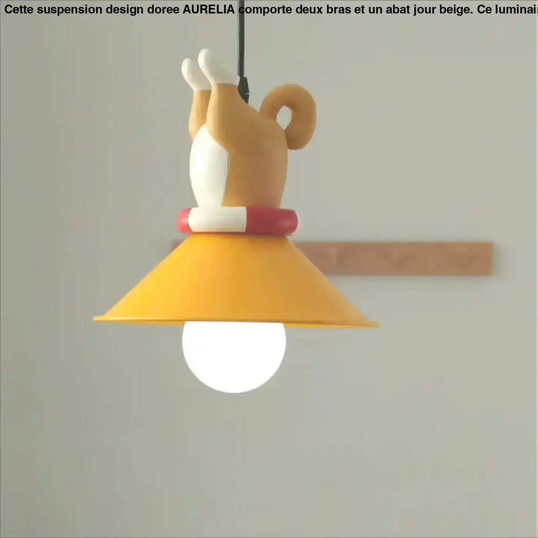 Suspension avec petits chiots décoratifs lampe jaune et blanc