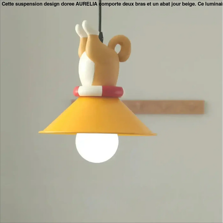 Suspension avec petits chiots décoratifs lampe jaune et blanc
