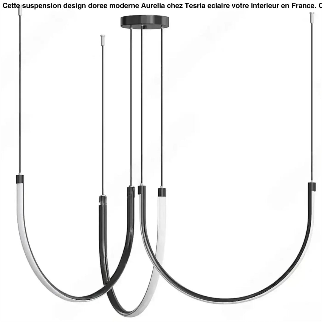 Suspension design doree moderne aurelia avec luminaire suspendu noir et blanc courbé au design minimaliste élégant