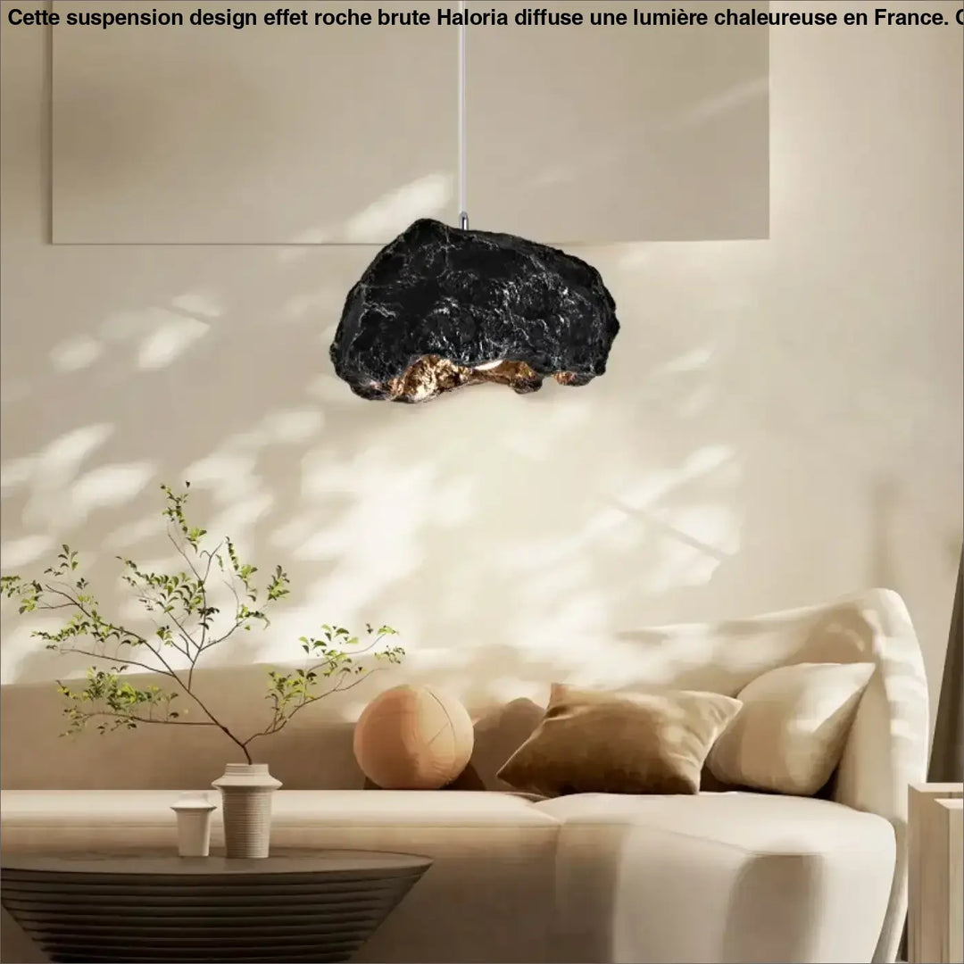 Suspension design effet roche brute lumière chaleureuse

