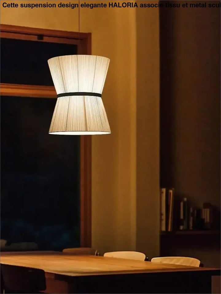 Suspension luminaire en tissu beige design élégant style chic