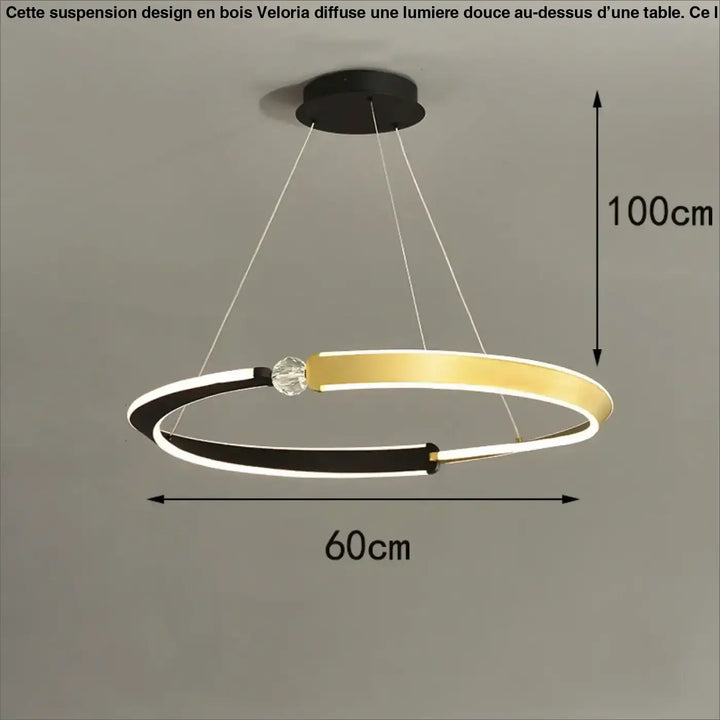 Suspension luminaire led en anneaux dorés design chic