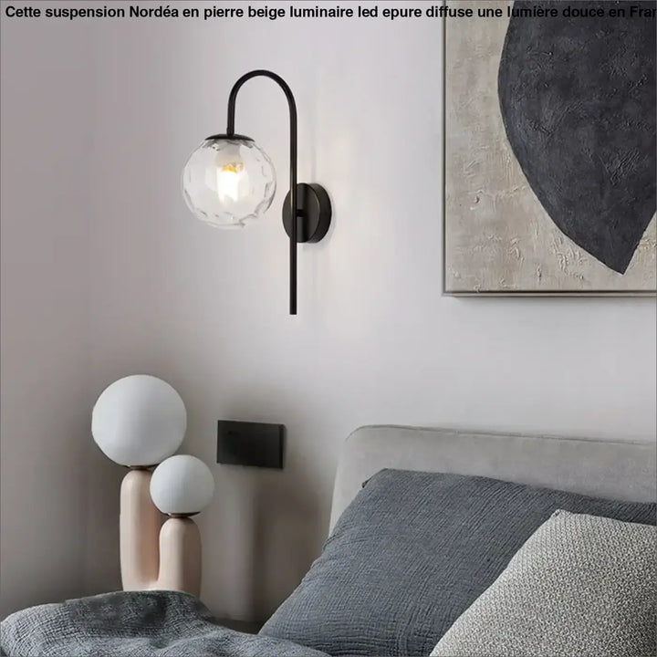 Applique murale design globe opalin noir ou doré chic