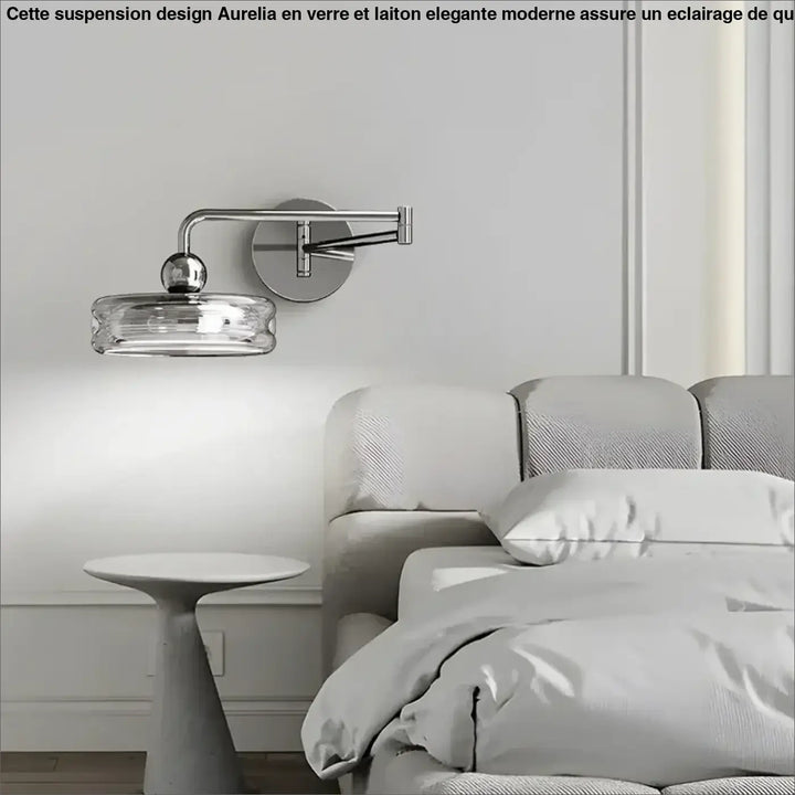 Applique Murale Chromée Avec Abat-Jour En Aluminium Transparent
